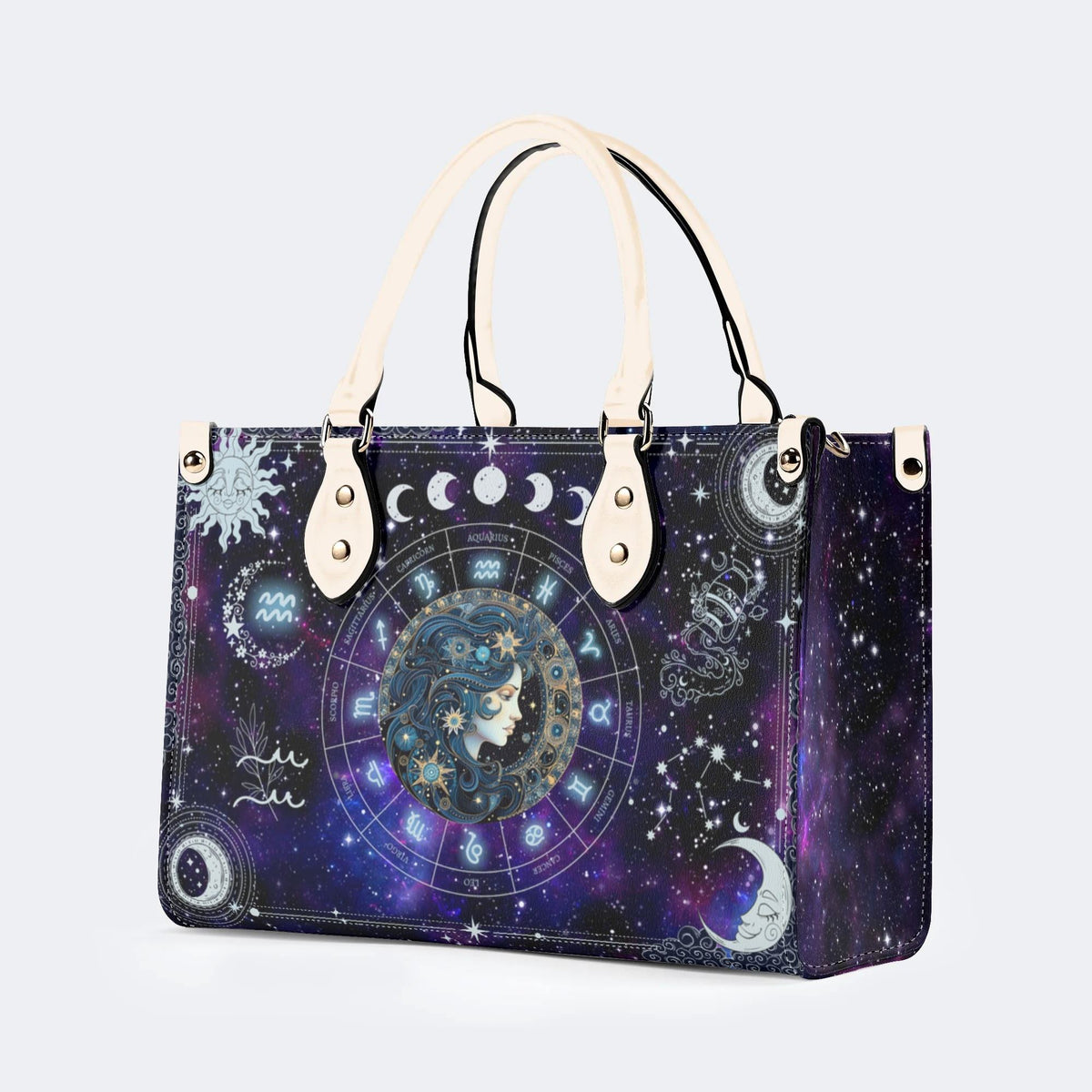 Aquarius Starry Sky - Leather Handbag