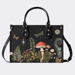 Starry Night Mushroom Moth Print - Leather Handbag