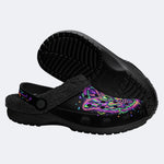 Neon Psychedelic Death Moth Print Clogs