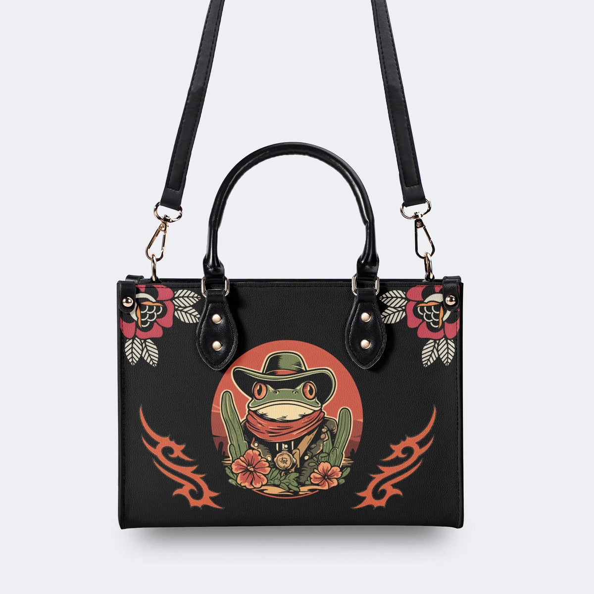 Cowboy Frog Print - Leather Handbag