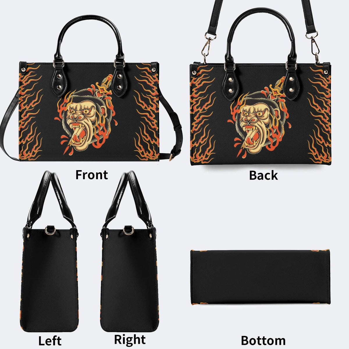 Unisex Monkey Print - Leather Handbag