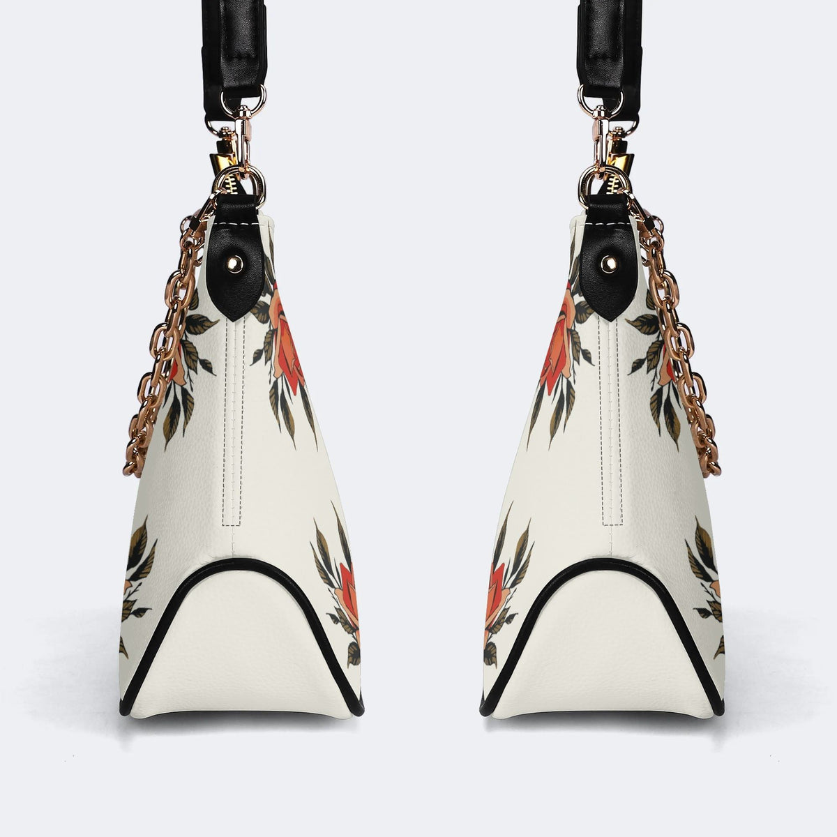 Eyes & Heart Print - Leather Crossbody Bag