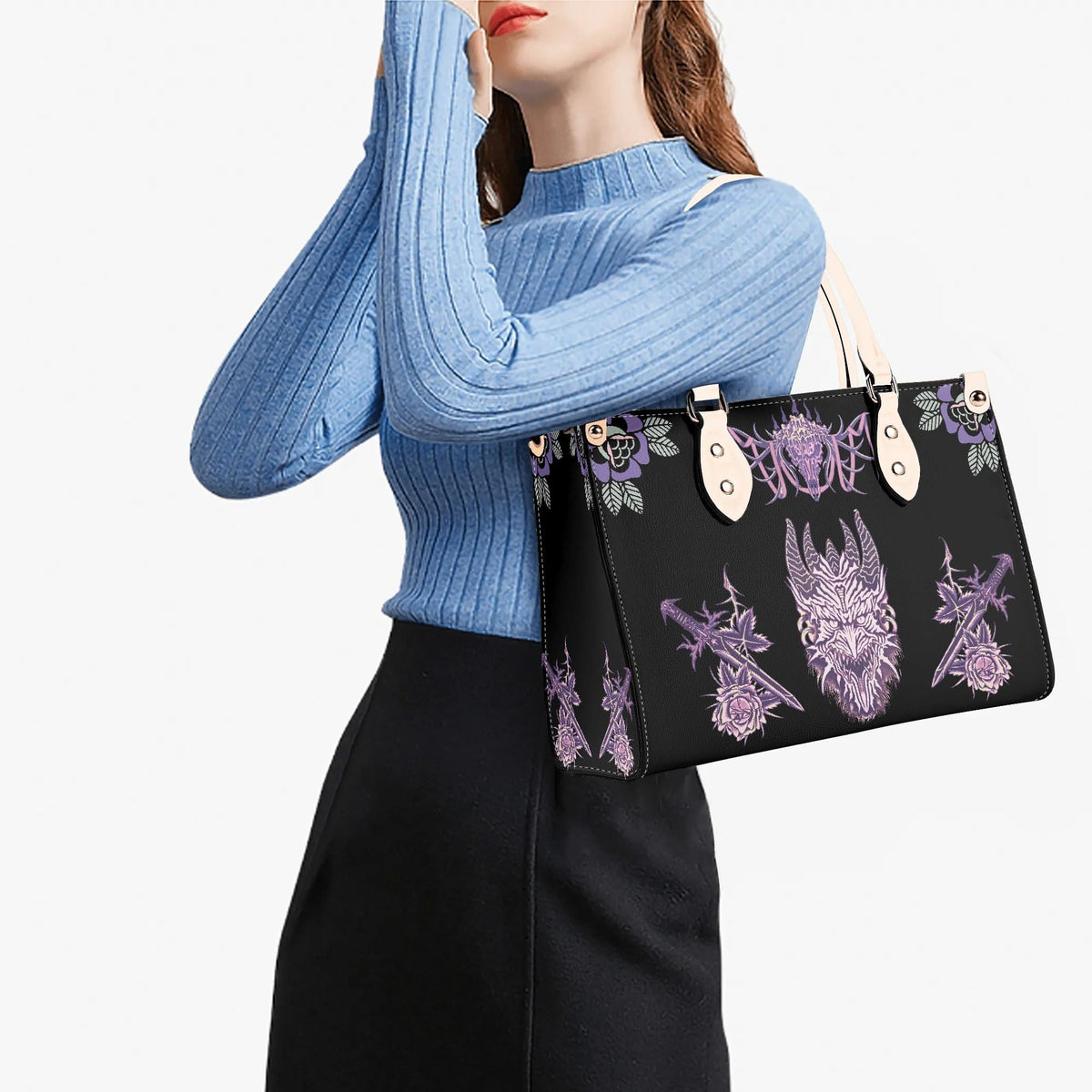 Unisex Devil Art Print - Leather Handbag