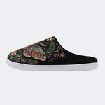 Jewel Moth Vintage Wreath Print Fleece-Lined Slippers