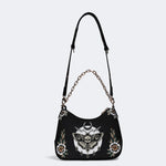 Classic Death Moth Print - Leather Crossbody Bag