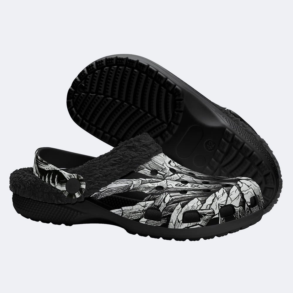 Hell Crack Print Fleece-Lined Clogs