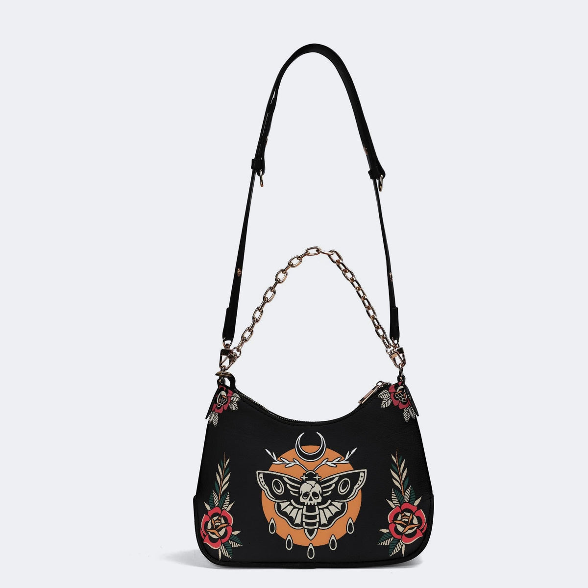 Death Moth Vintage Print - Leather Crossbody Bag