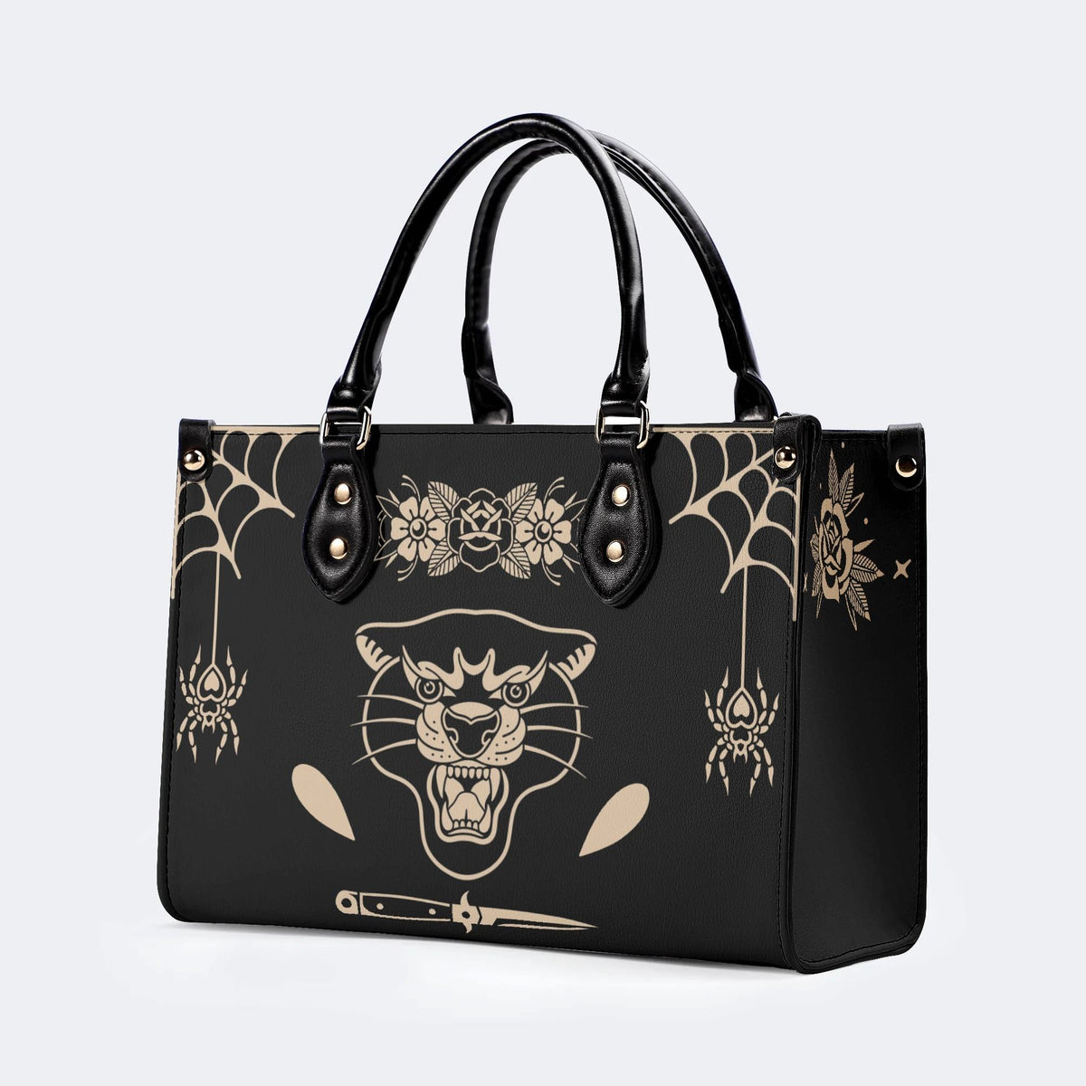 Unisex Tiger Print - Leather Handbag