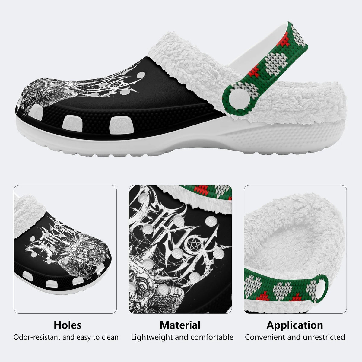 Melodic Death Metal Print - Fur Lined Slippers