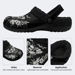 Death Moth Retro Print - Fur Lined Slippers/Sandals