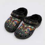 Jewel Moth Print Fleece-Lined Clogs
