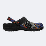 Irezumi Flying Golden Dragon Print Fleece-Lined Clogs