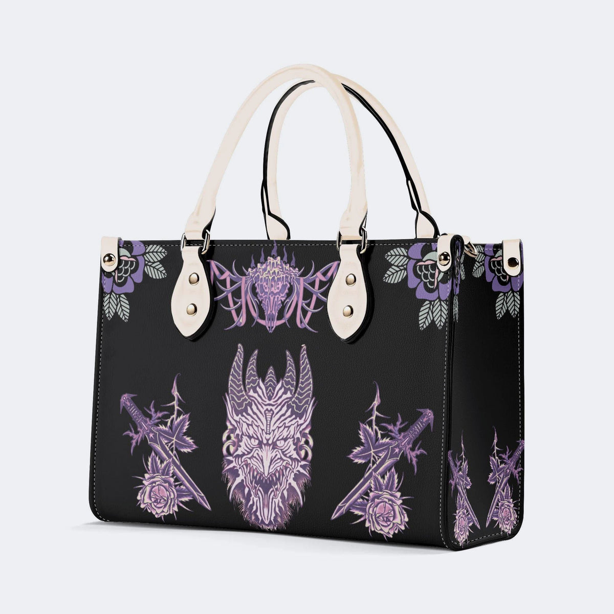 Unisex Devil Art Print - Leather Handbag