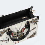 Death Moth And Flowers - Leather Handbag