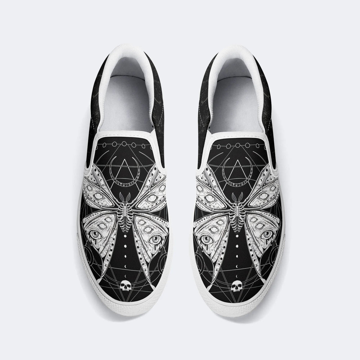 Unisex Death Moth Print - Slip On Shoes