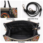 Vintage Black Panther With Flowers - Leather Handbag