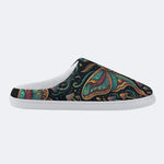 Psychedelic Mushroom Forest Moth Retro Print Fleece-Lined Slippers