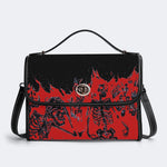 Horror Skull Print - Leather Satchel Bag