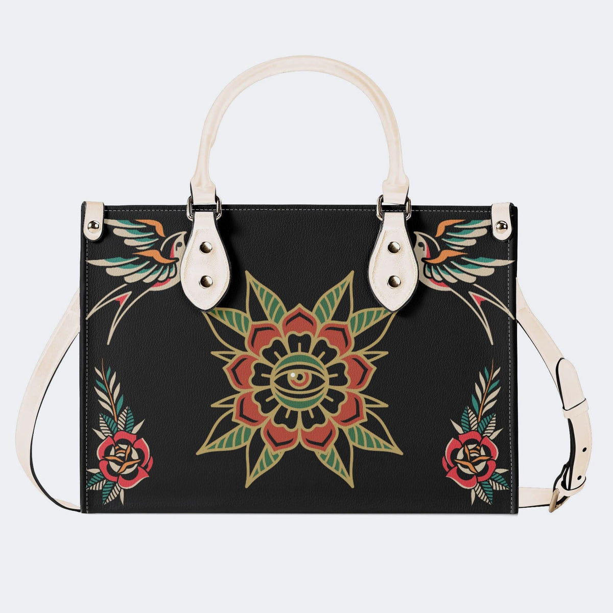 Eyes&Flower Art Print - Leather Handbag
