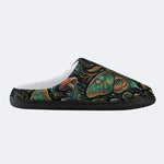 Forest Mystery Moth Print Fleece-Lined Slippers