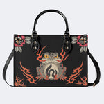 Japanese Style Frog Print - Leather Handbag