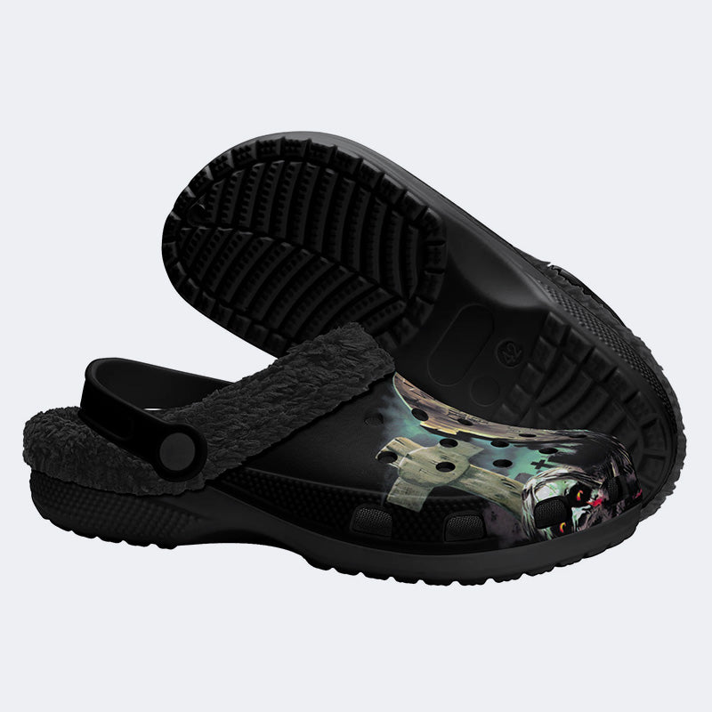 City of the Living Dead Print - Fur Lined Slippers/Sandals