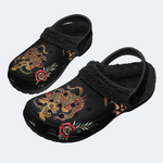 Old School Tiger & Snake Print - Fur Lined Slippers/Sandals