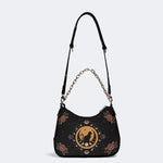 Vintage Cat And Moon Print - Leather Crossbody Bag