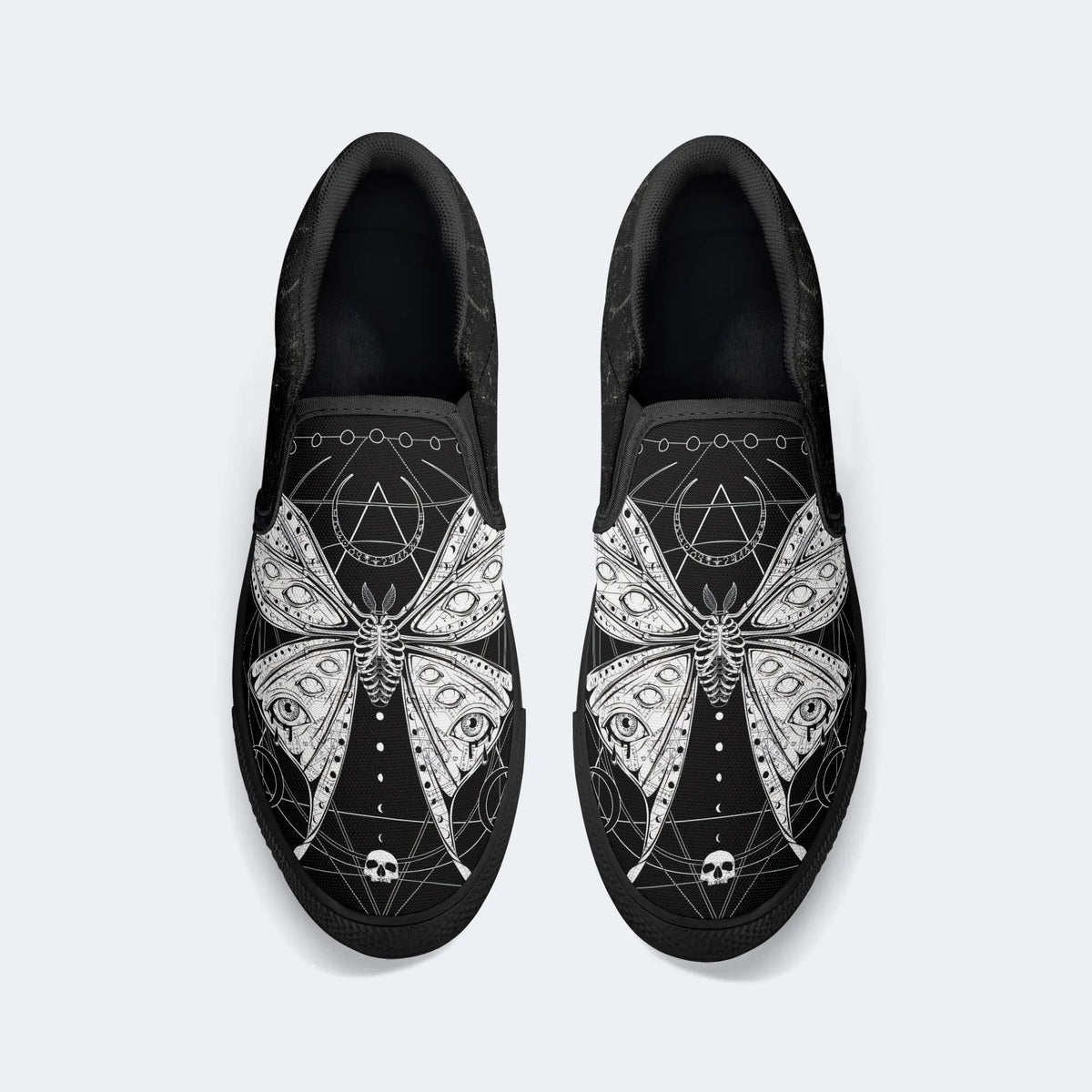 Unisex Death Moth Print - Slip On Shoes
