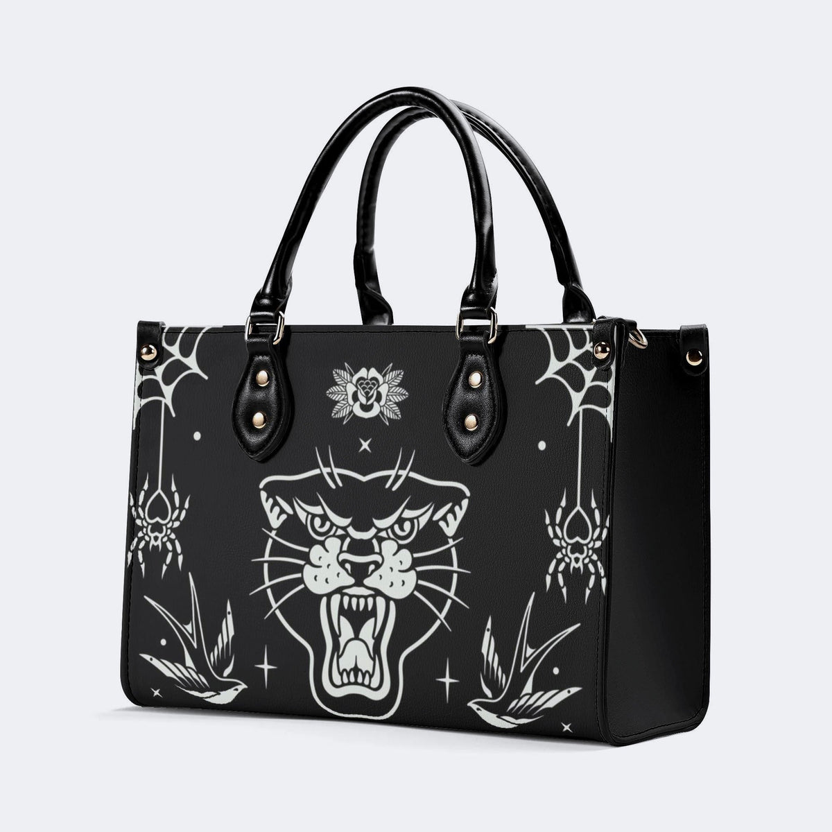 Unisex Tiger Print - Leather Handbag
