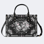 Tarot Skull Butterfly Print - Leather Handbag