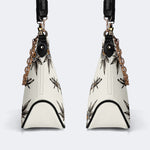 Death Moth And Flowers Print - Leather Crossbody Bag