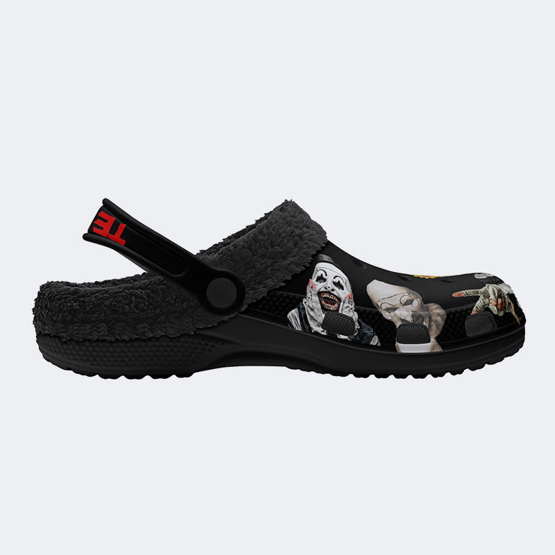 Unisex Horror Terrifier Print - Fur Lined Slippers/Sandals