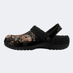 Vintage Moth Floral Print - Fur Lined Slippers/Sandals