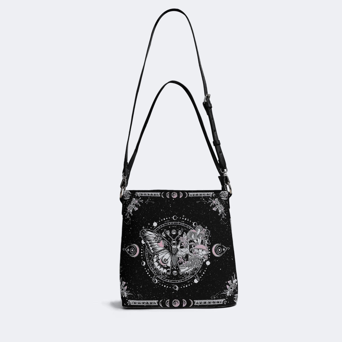 Tarot Skull Butterfly Print - Bucket Bag