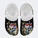 Christmas Skull Art Print - Fur Lined Slippers/Sandals