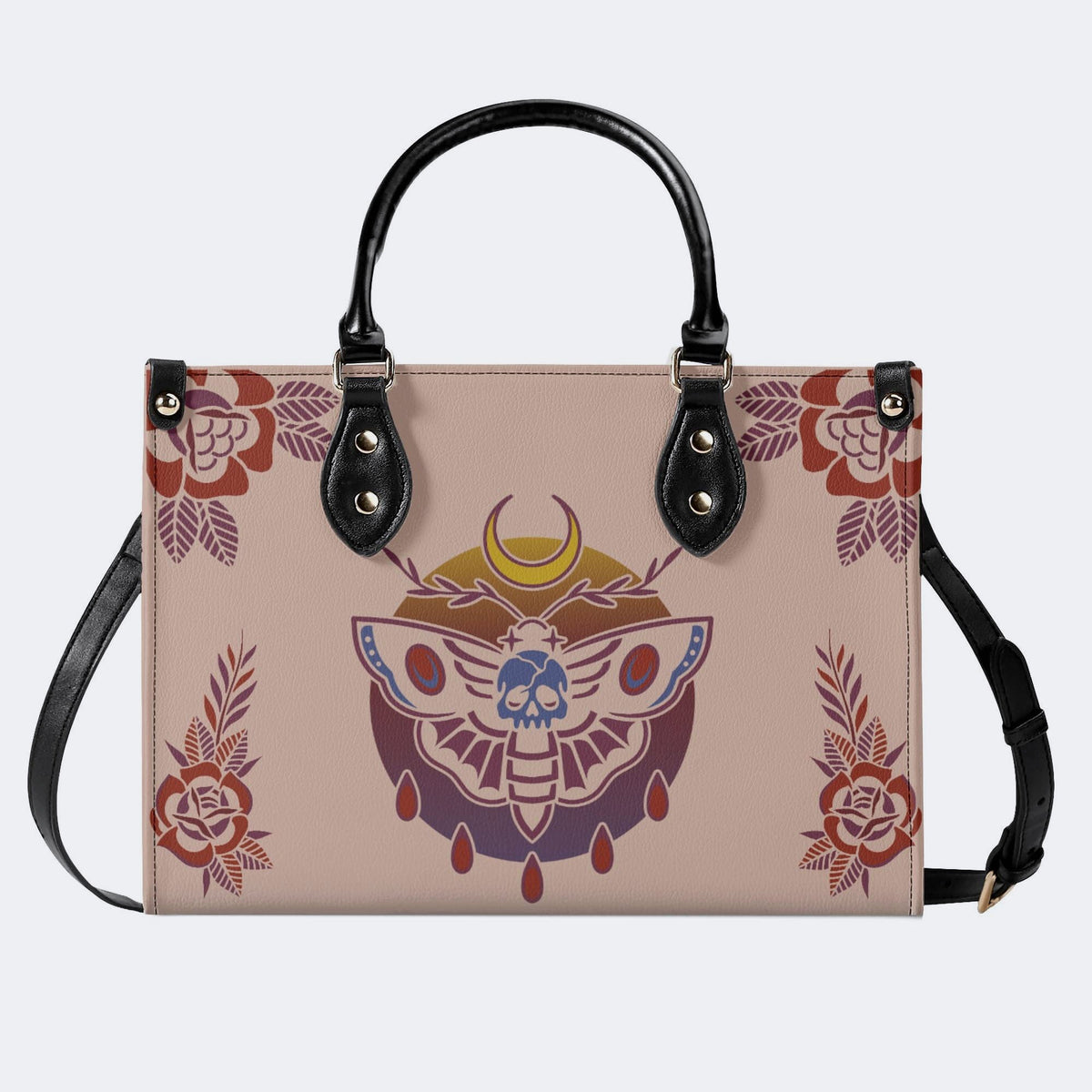 Death Moth Gradient Print - Leather Handbag