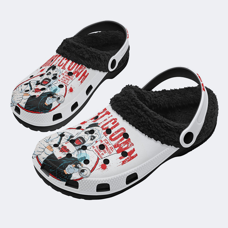 Unisex Horror Terrifier Print - Fur Lined Slippers/Sandals