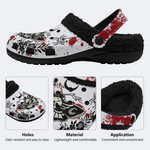 Death Moth Retro Print - Fur Lined Slippers/Sandals