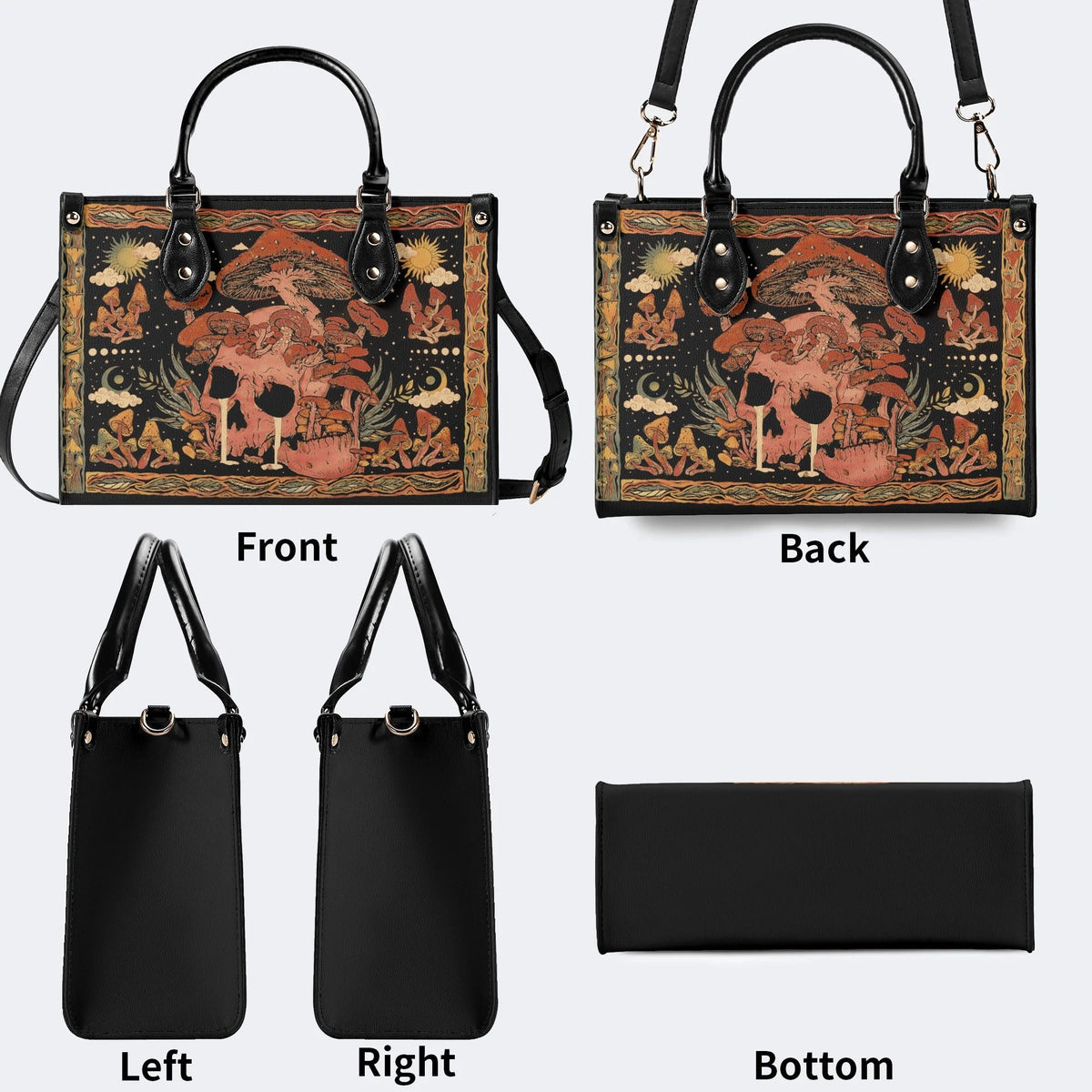 Mushroom Parasitic Skull - Leather Handbag