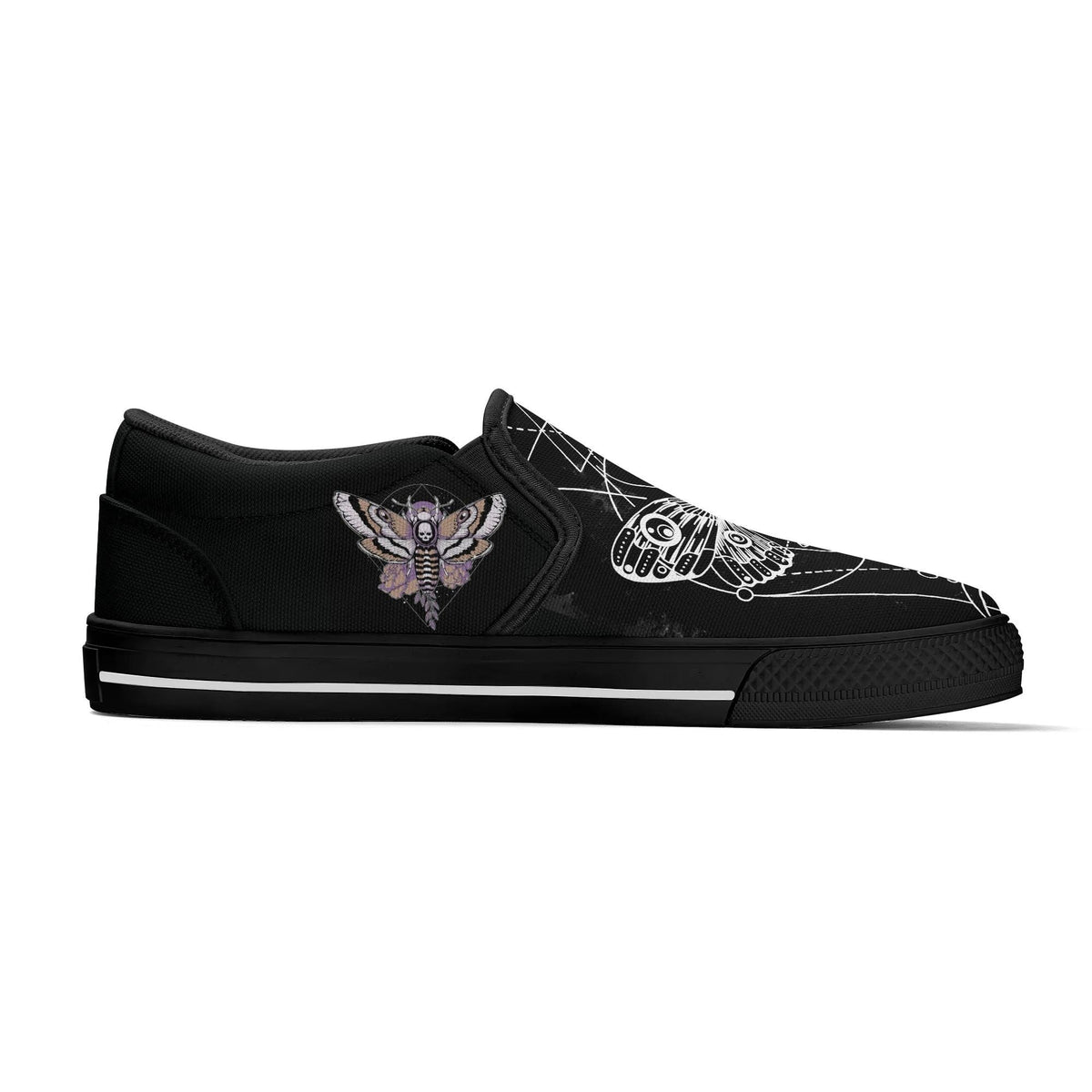 Unisex Death Moth&Skull - Slip On Shoes