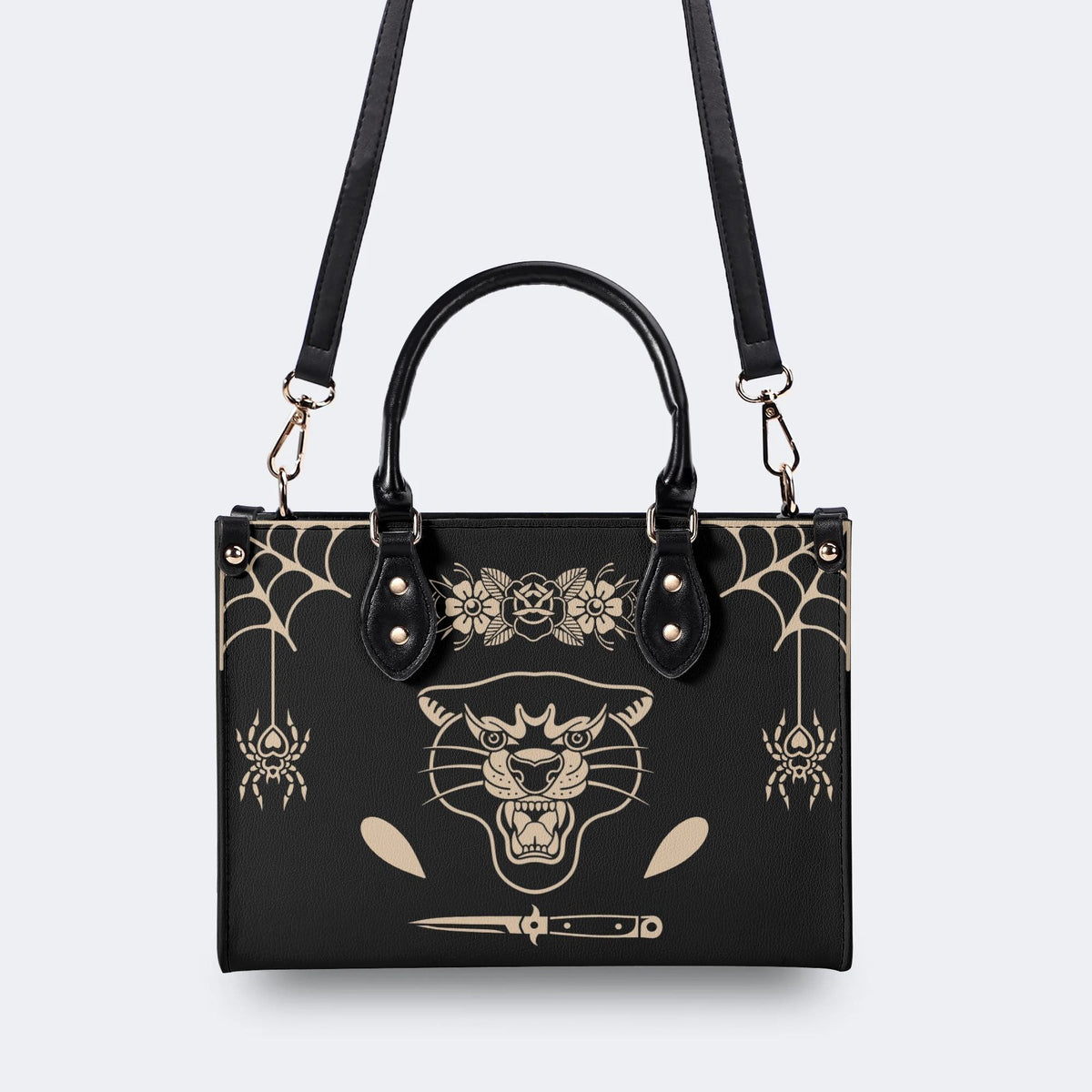 Unisex Tiger Print - Leather Handbag