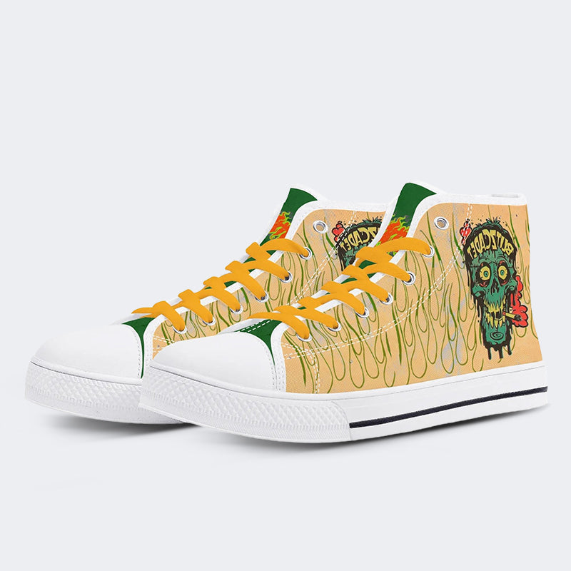 Unisex Skull&Letter Print - High Top Canvas