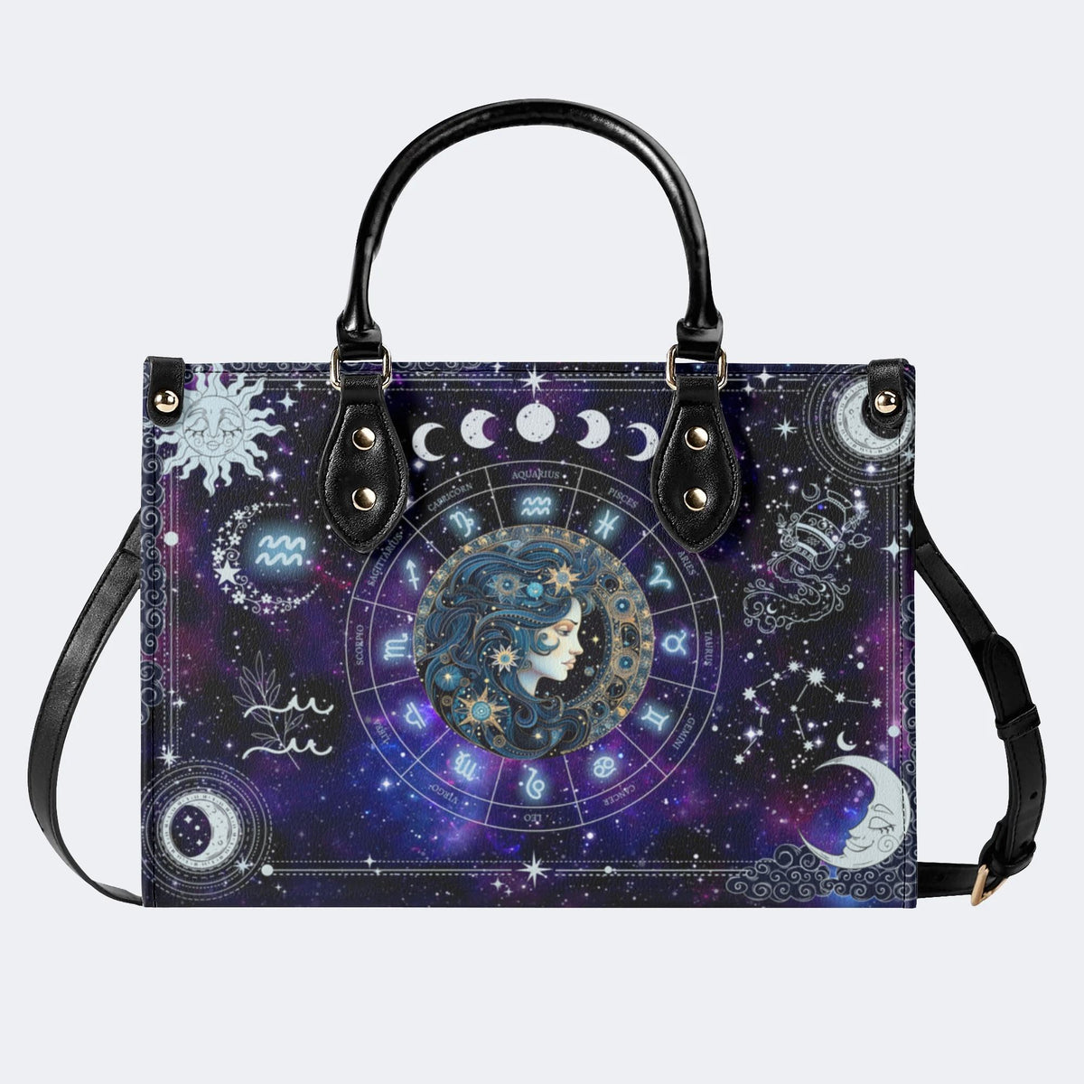 Aquarius Starry Sky - Leather Handbag