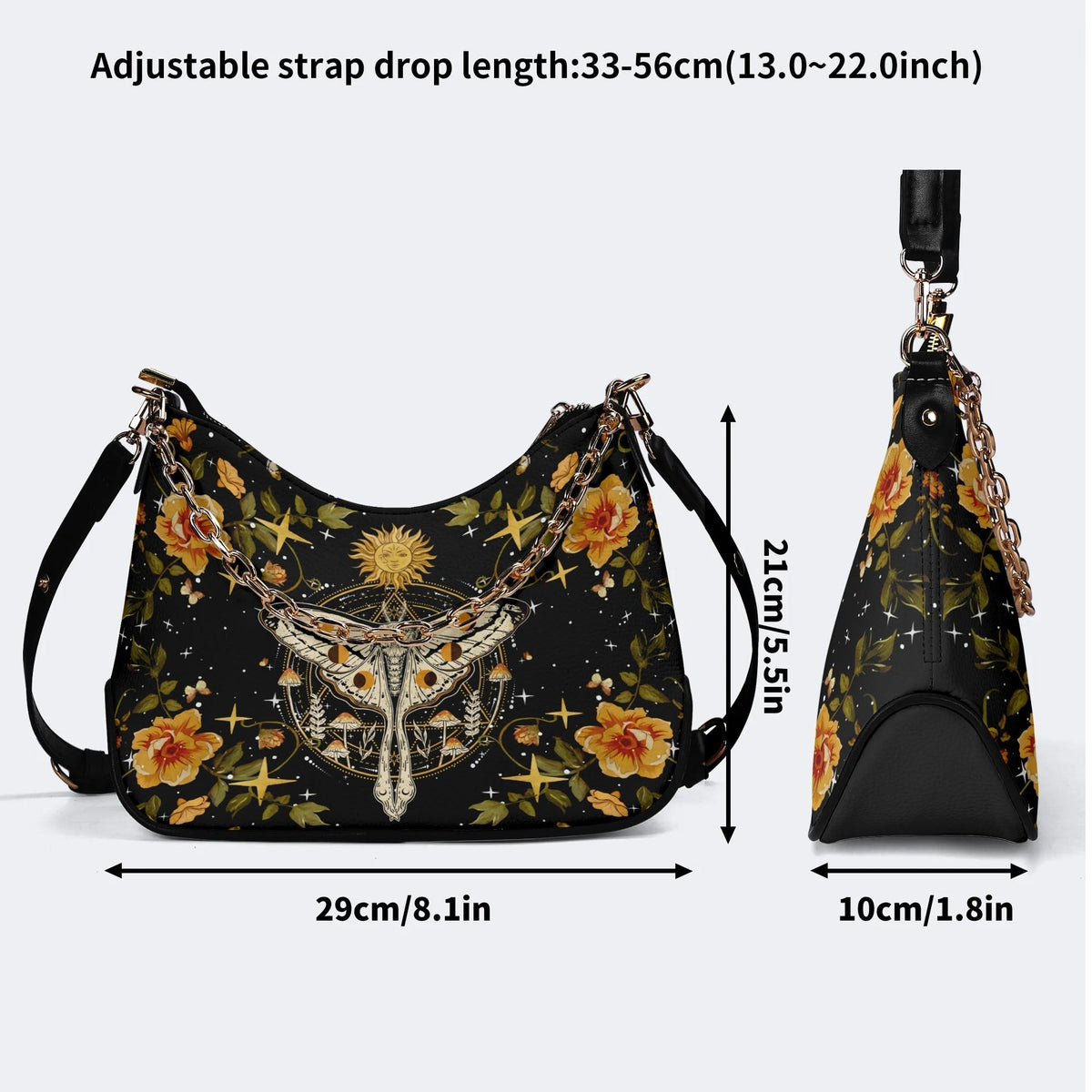 Sun And Moth Print - Leather Crossbody Bag