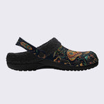 Psychedelic Mushroom Forest Moth Retro Print Fleece-Lined Clogs