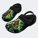 Unisex More Brains Print - Fur Lined Slippers/Sandals