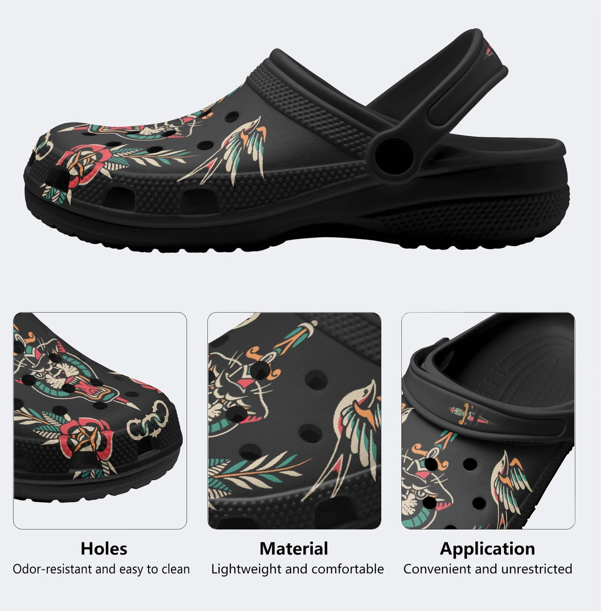 Retro Panther And Bird Print - Slippers/Sandals