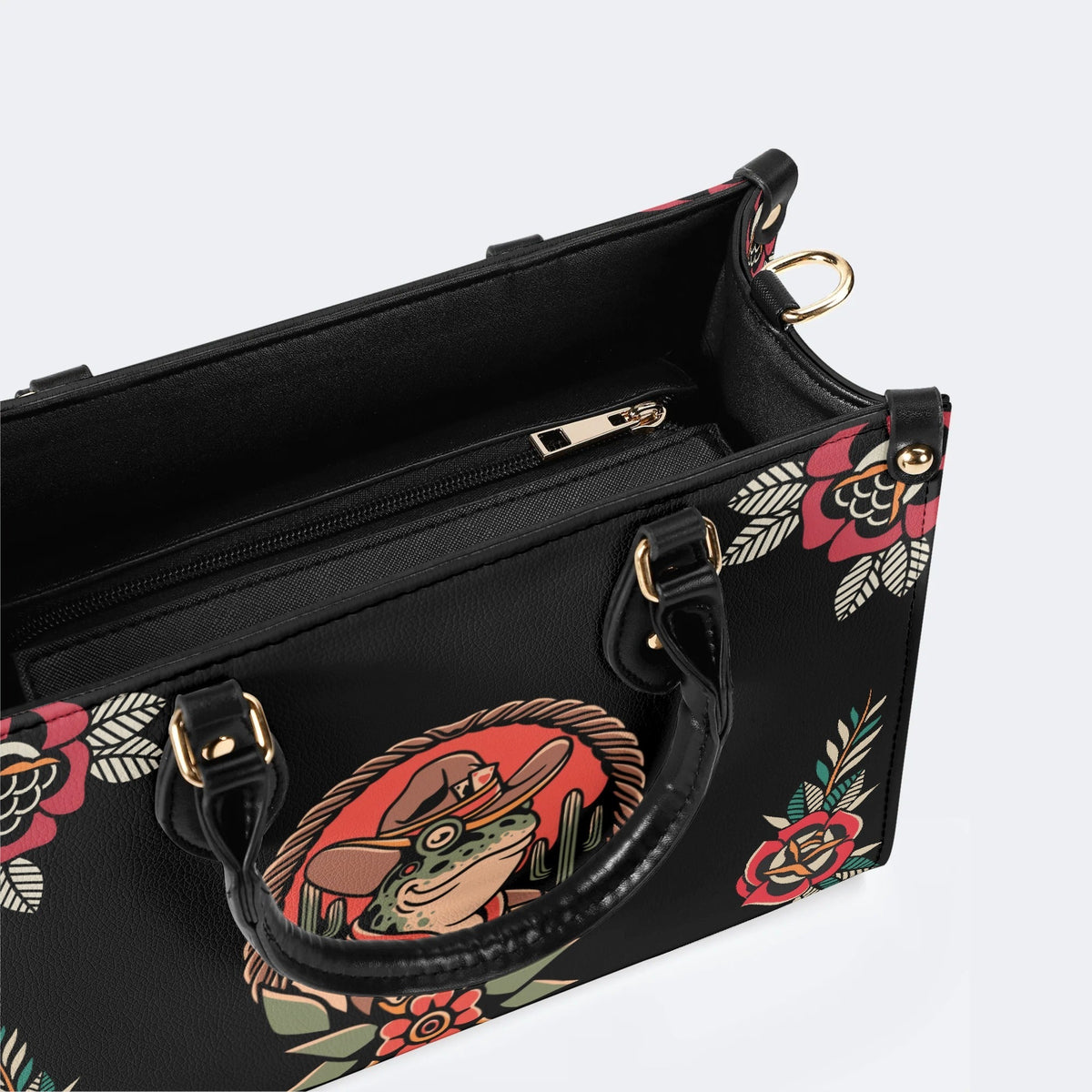Cowboy Frog Print - Leather Handbag