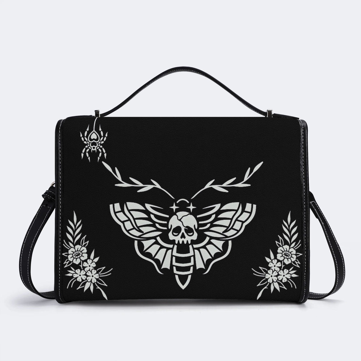 Death Moth Vintage Print - Leather Satchel Bag